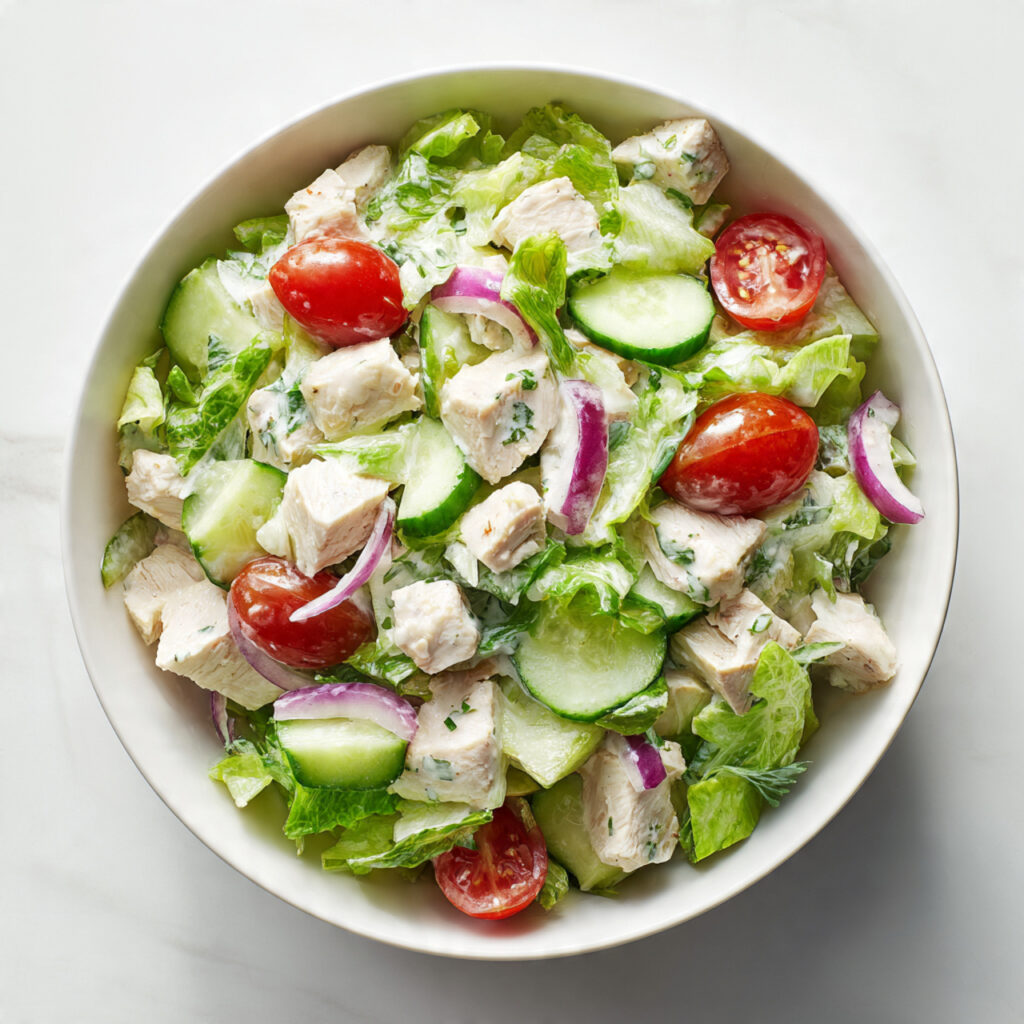 a fresh chicken salad served in a 2