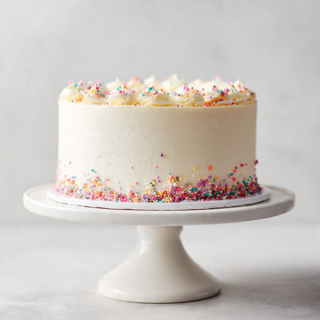 a homemade birthday cake placed on a