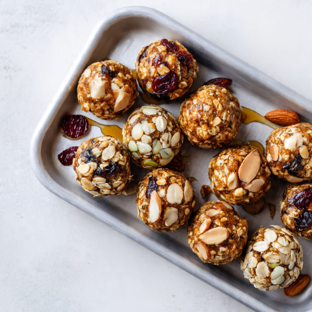 a tray of homemade healthy snacks on