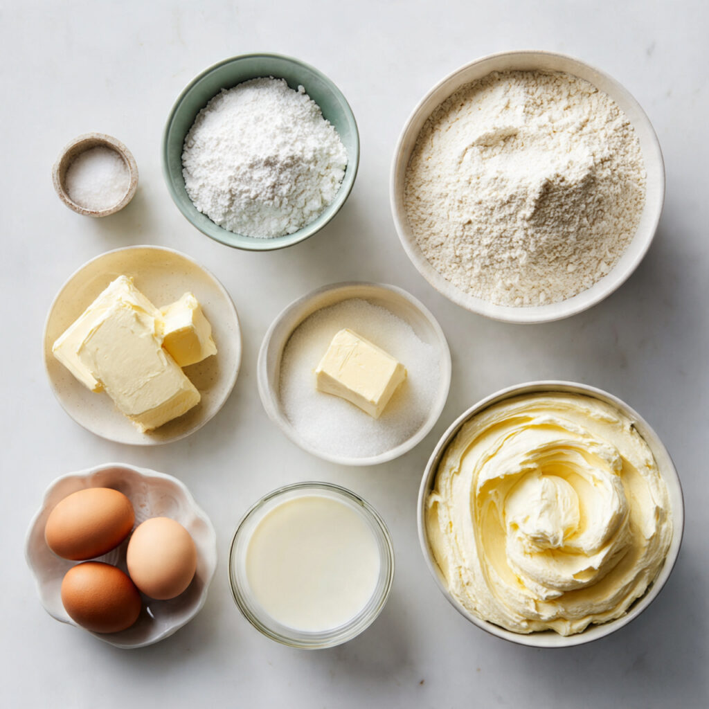 all ingredients for making a classic birthday