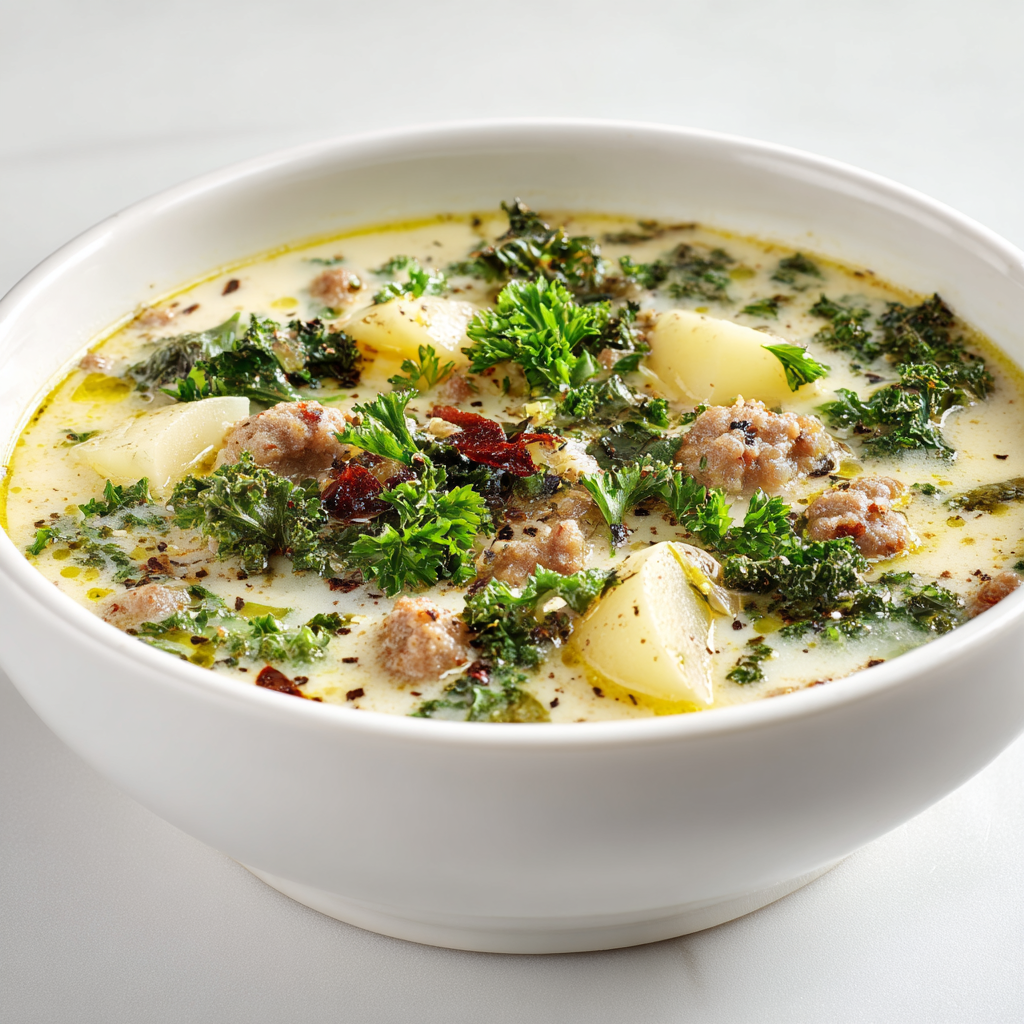 u4159848897 A steaming bowl of Zuppa Toscana soup served in a 375453c4 337b 46a9 a068 2192bb9829f0 2 1