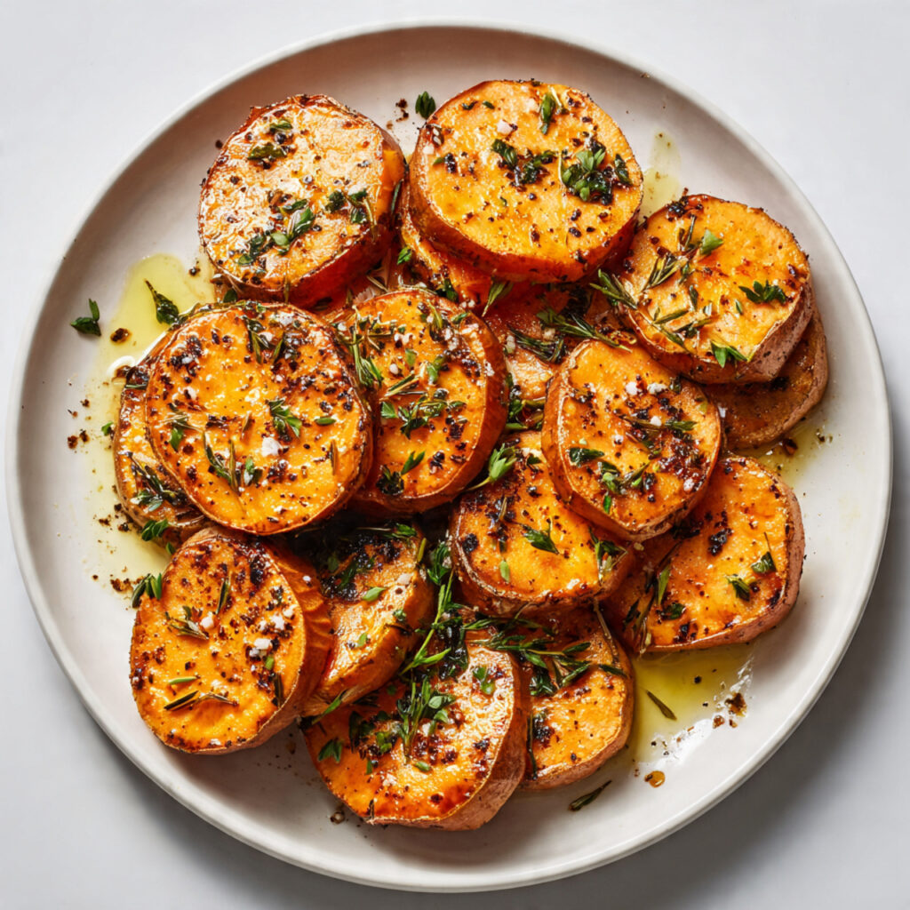 a beautifully plated savory sweet potato dish