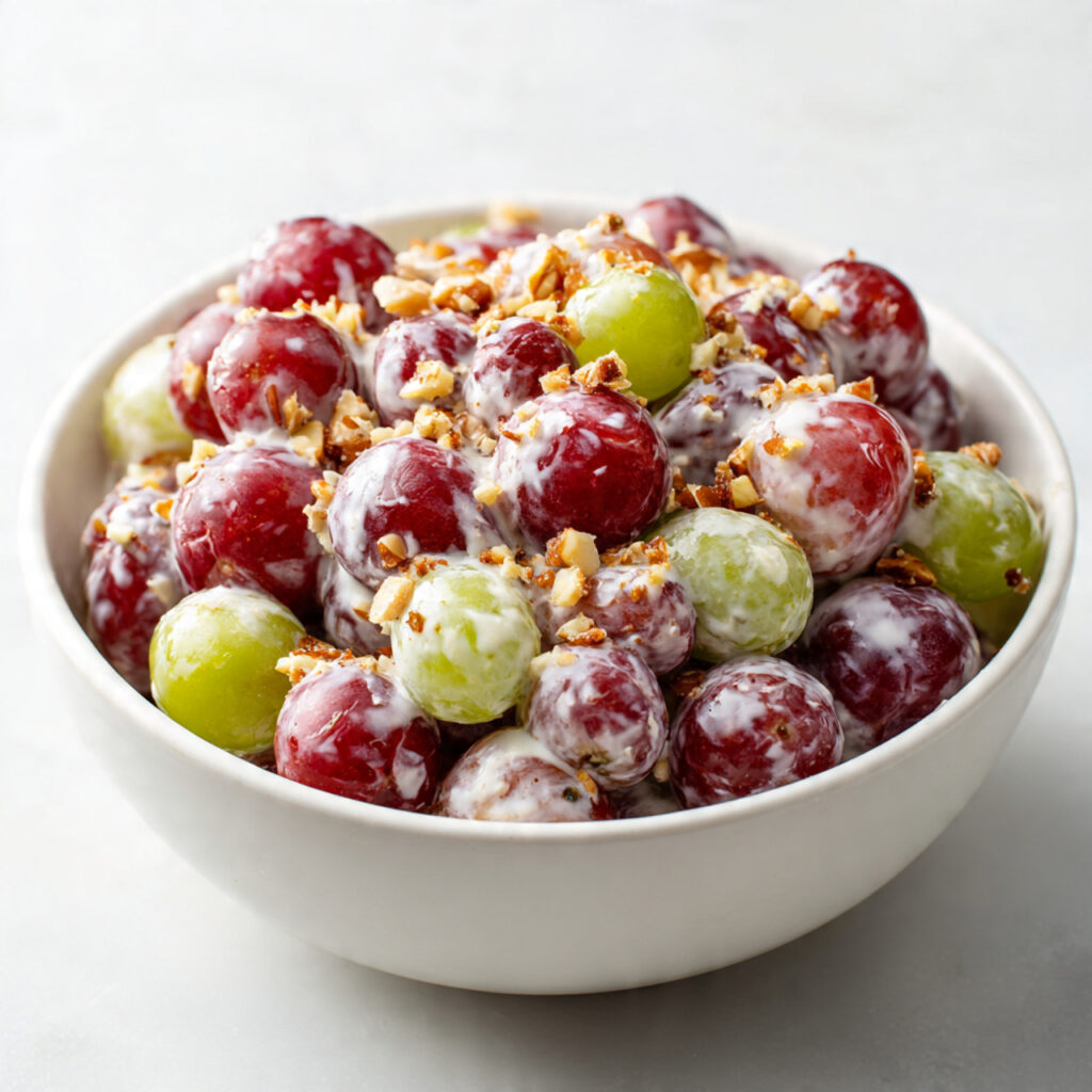 a fresh creamy grape salad in a