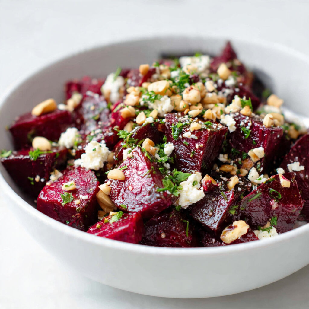 a fresh roasted beet salad served in 1