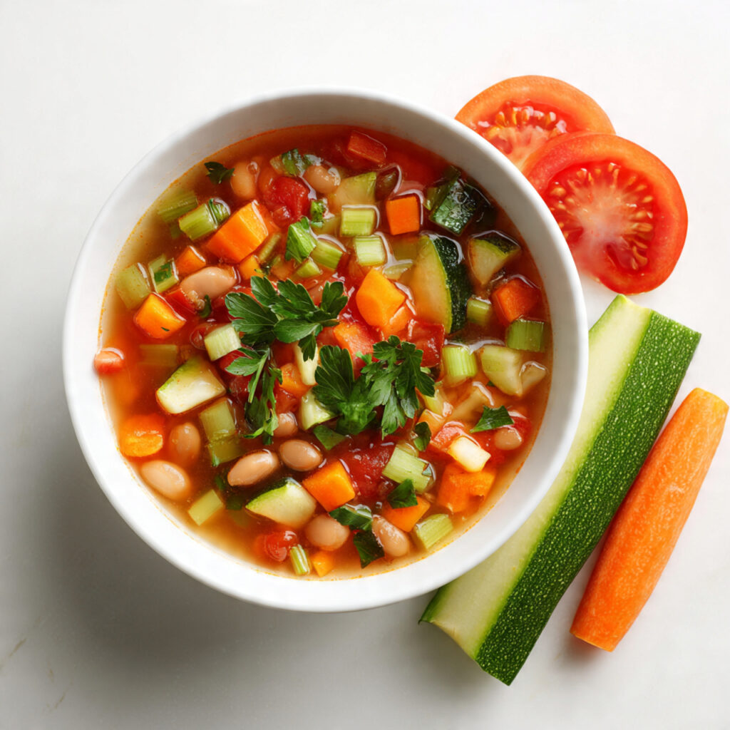 a hearty bowl of healthy vegetable soup