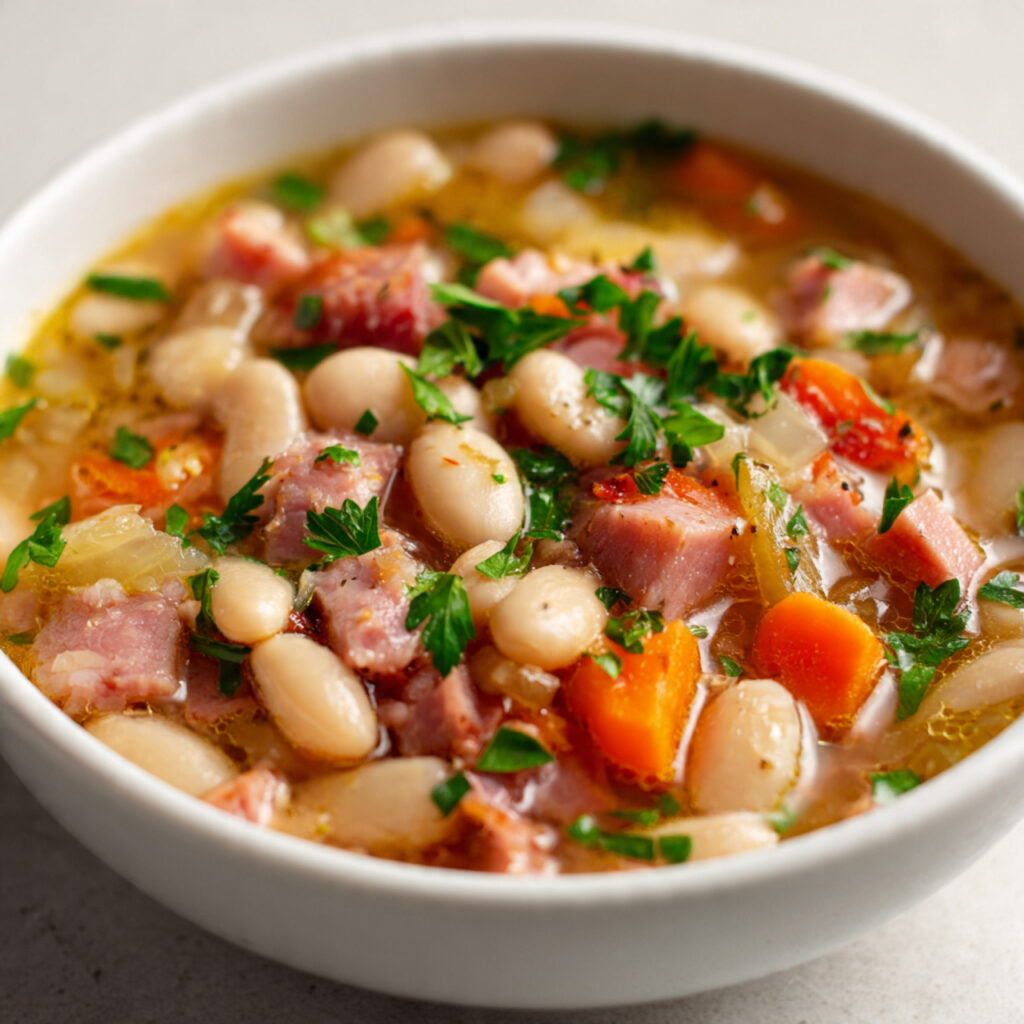 a warm bowl of ham and bean 1 1