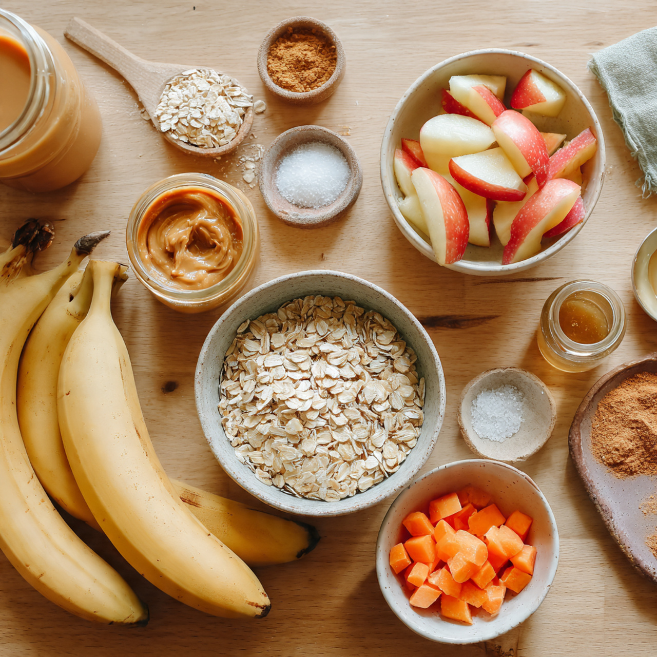 a cozy pinterest style flat lay of healthy snack i