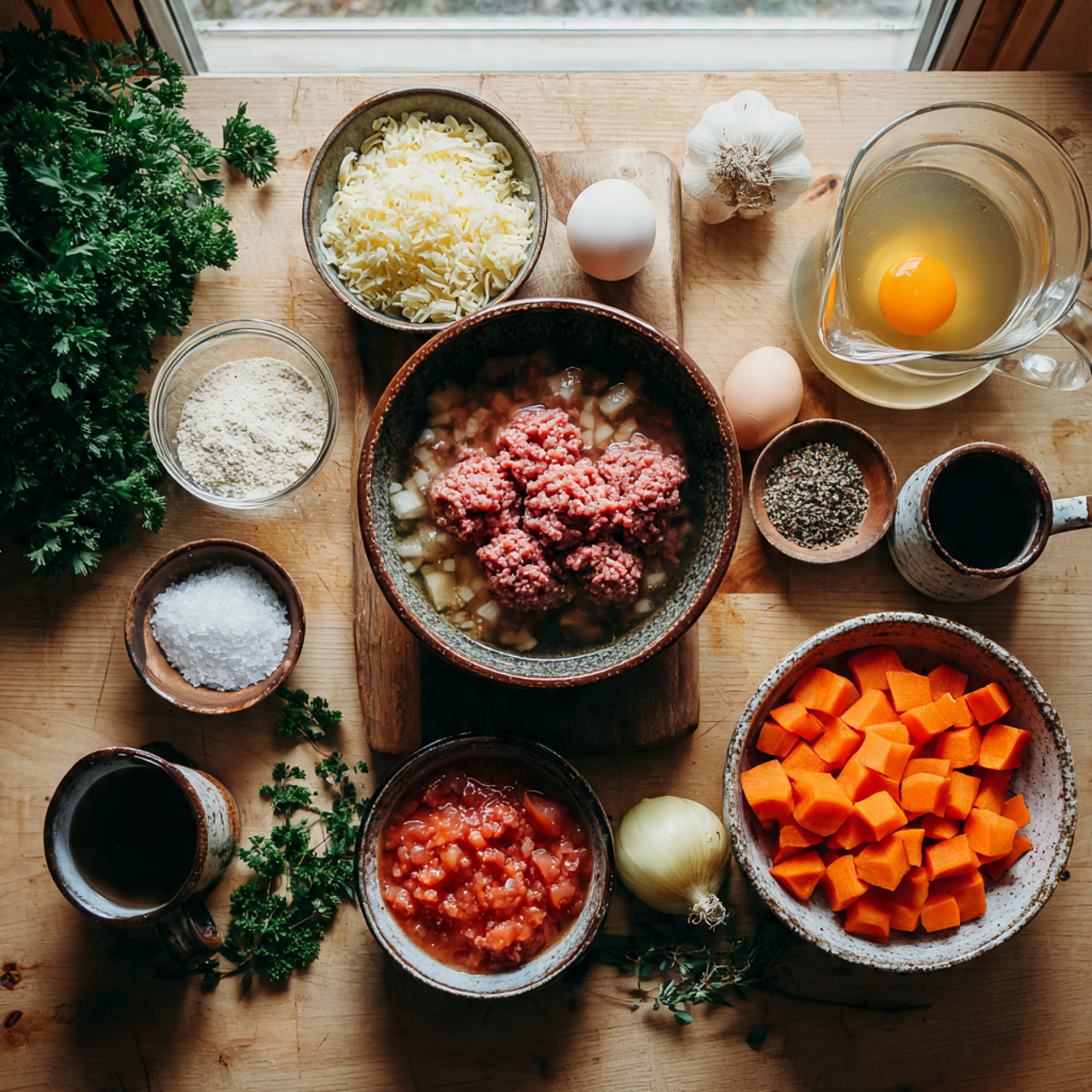 a cozy pinterest style overhead flat lay of meatba