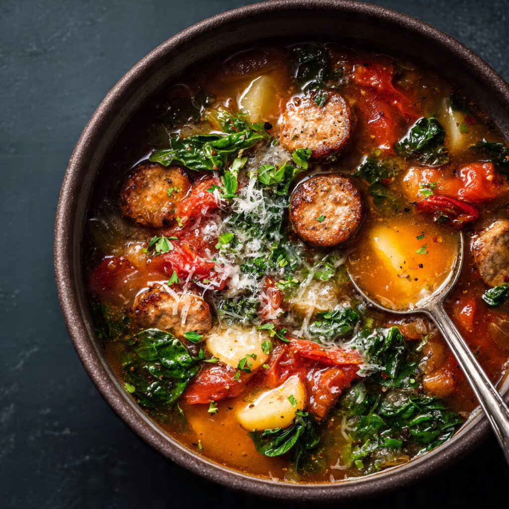 an attractive image of italian sausage soup with c 1