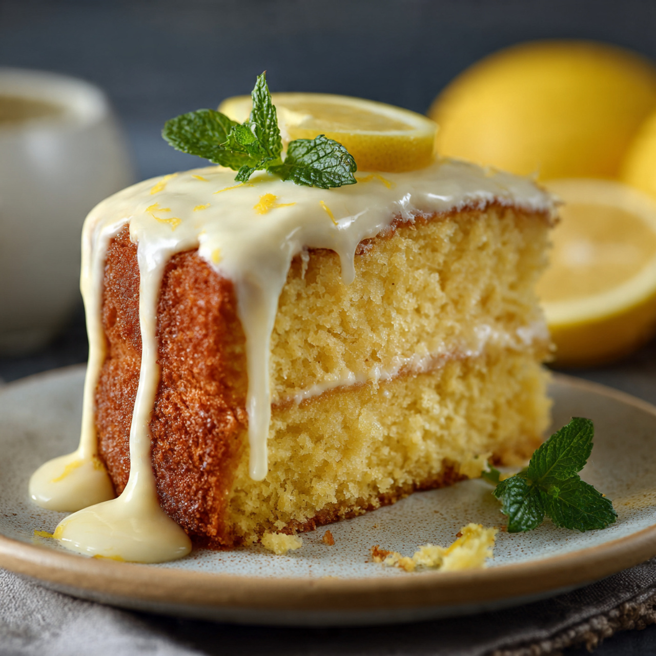 attractive image of lemon cake in 4k resolution