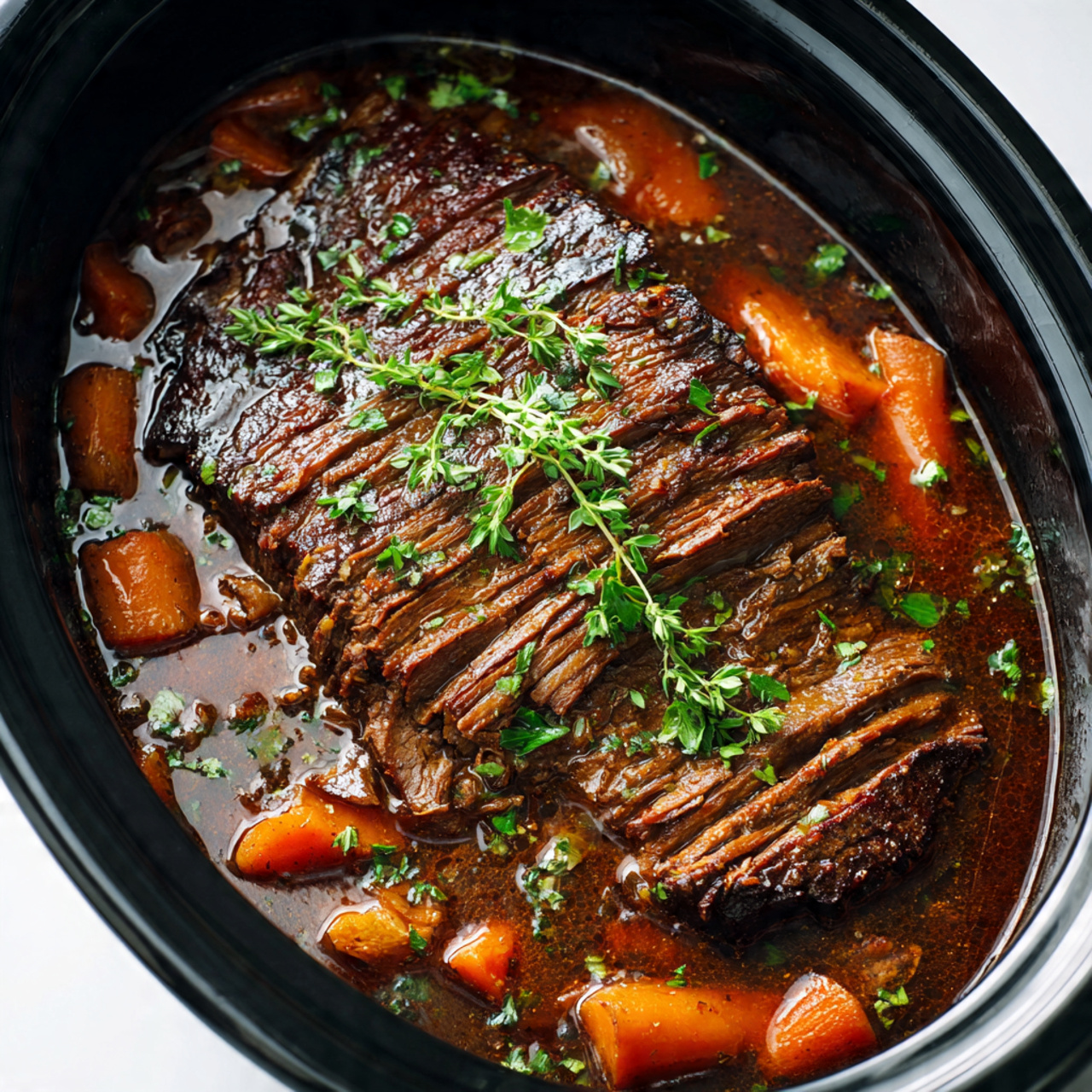 beef brisket slow cooker with white background 1