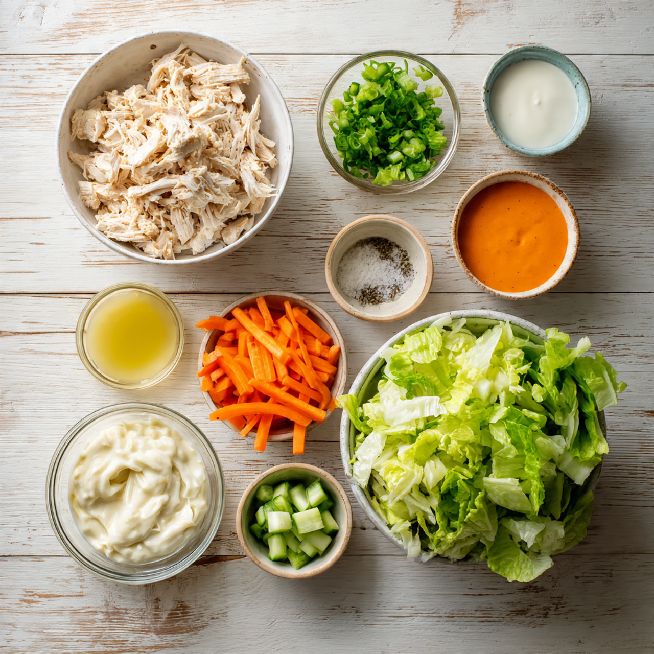bright top down food photography of neatly arrange