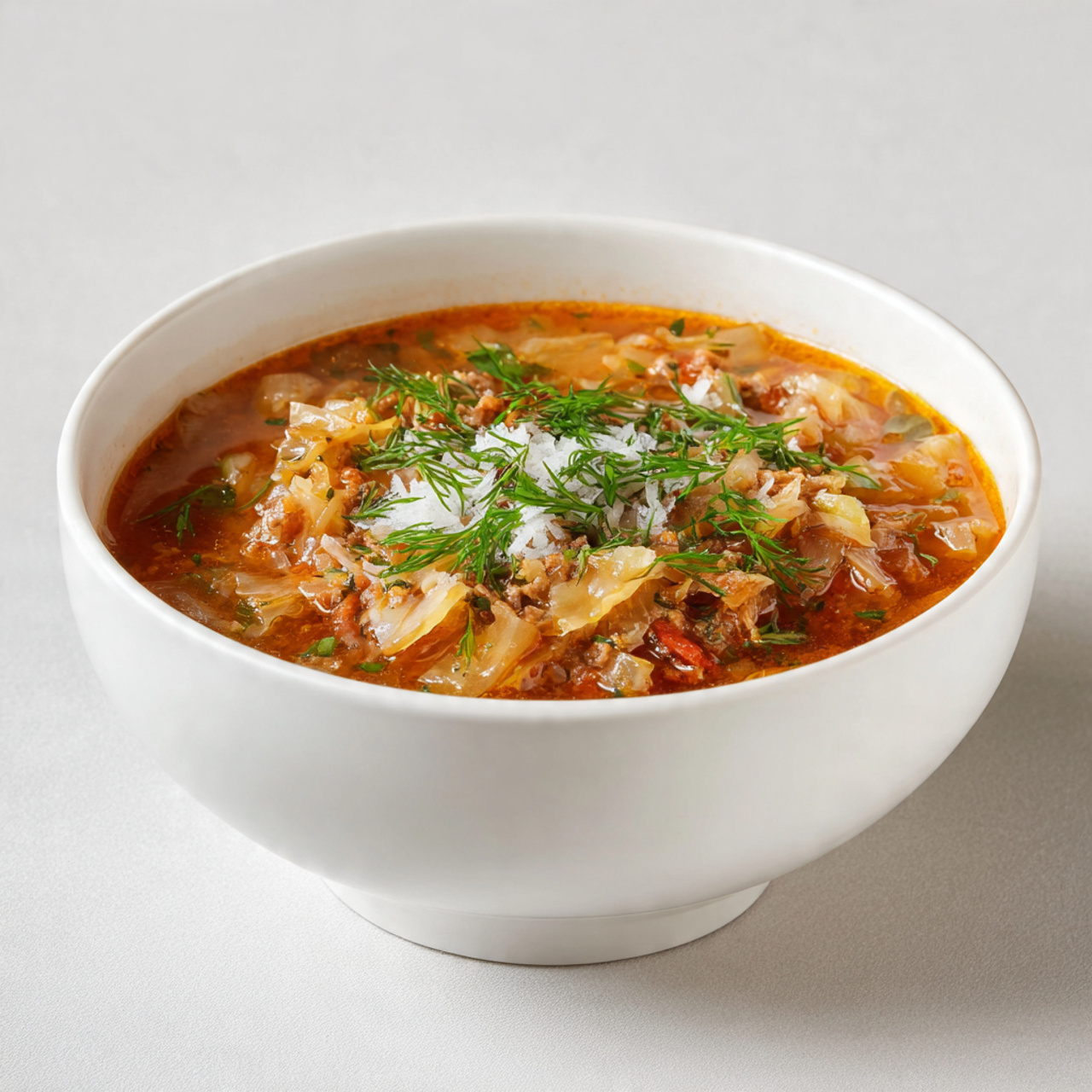 cabbage roll soup with white background 1