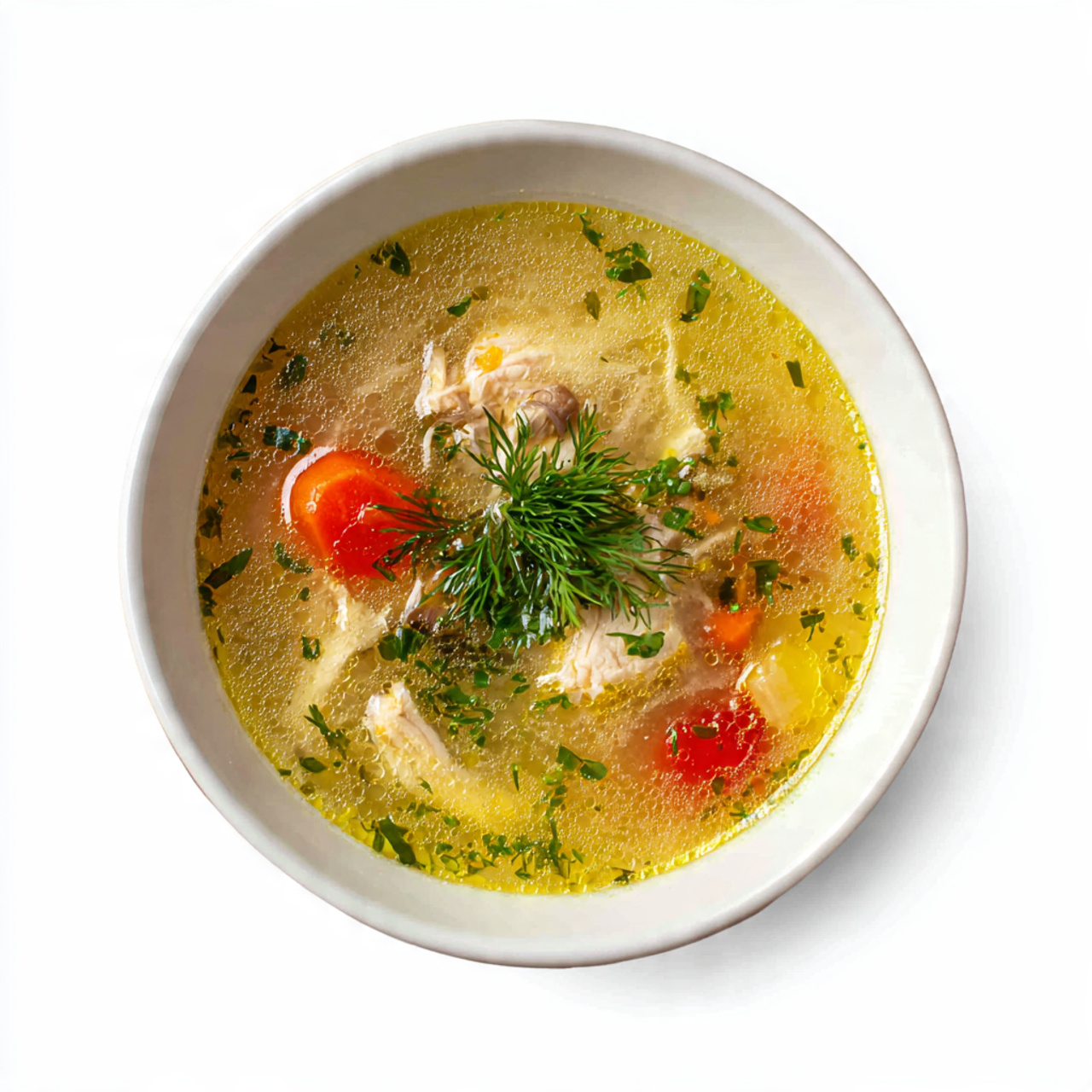 chicken soup with white background 1