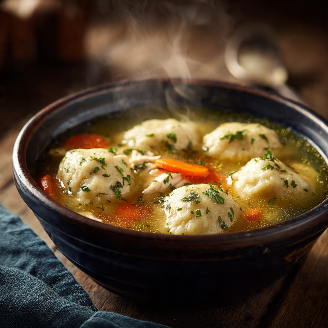 cozy homemade chicken dumpling soup in a deep cera 1