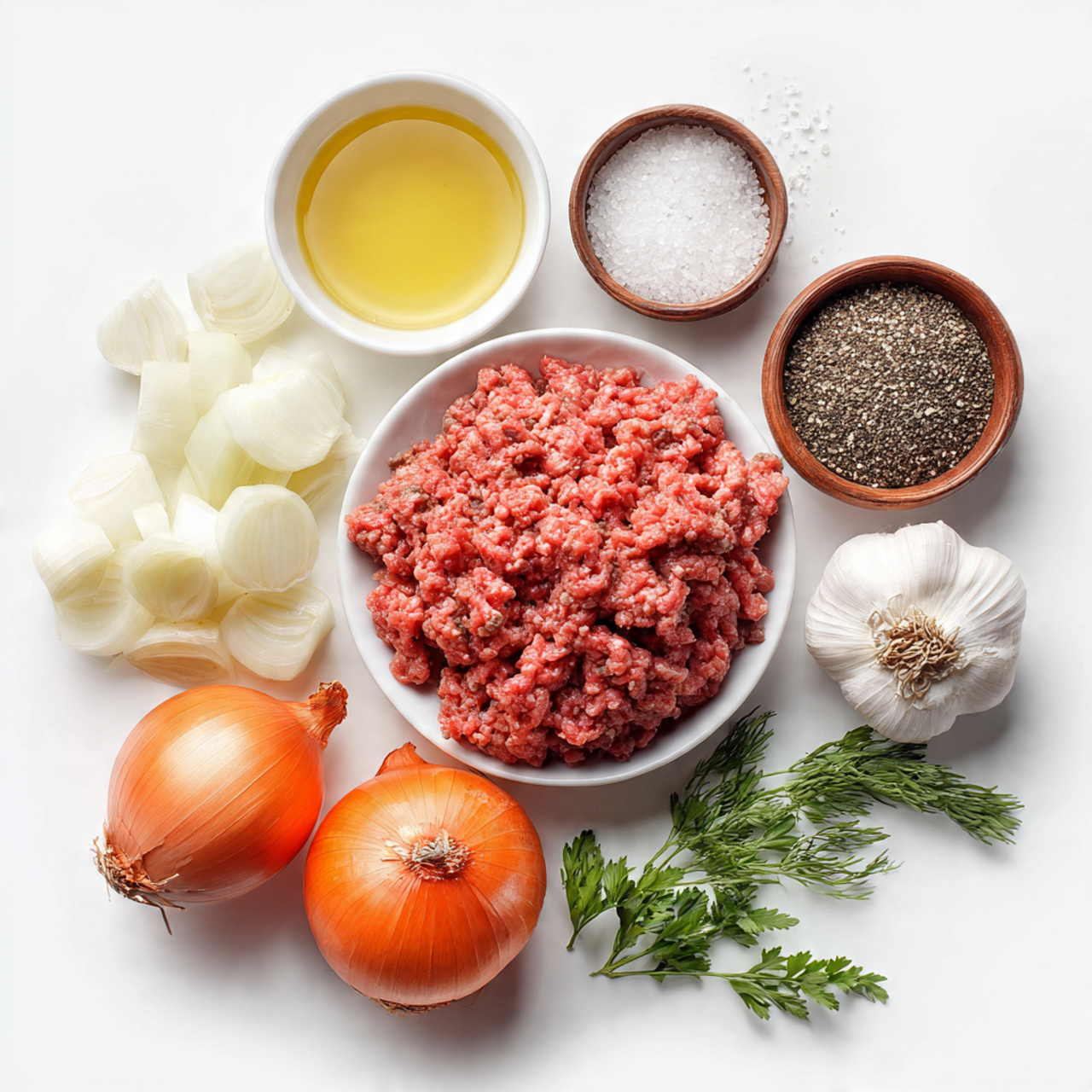 ground beef soup recipes ingredients white backgro