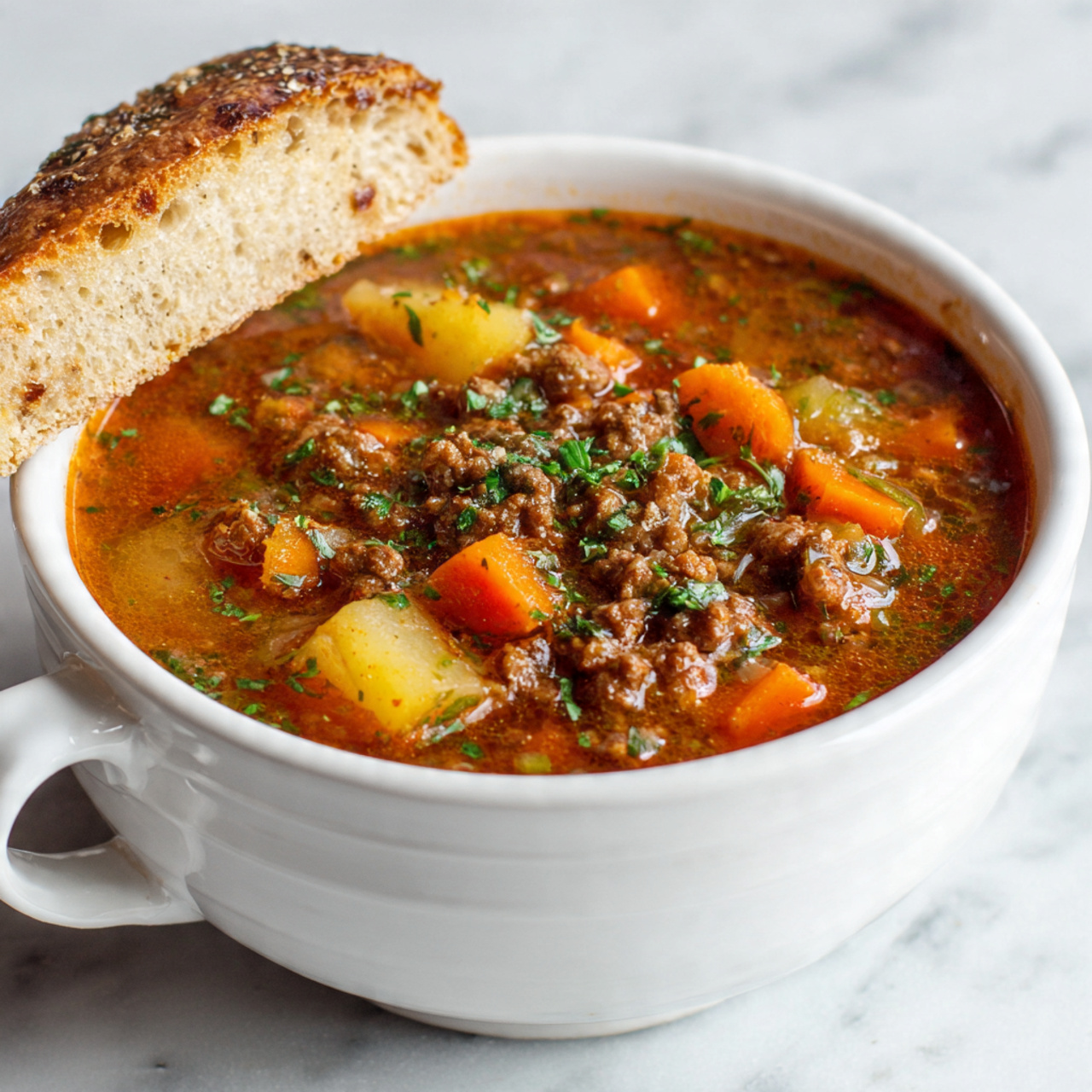 ground beef soup recipes white background 1