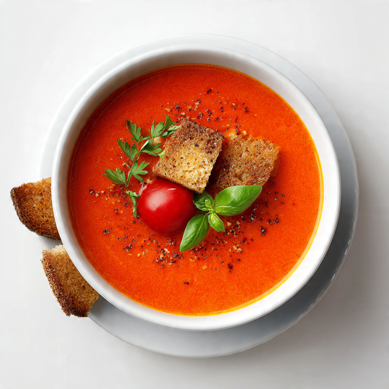 tomato soup with white background