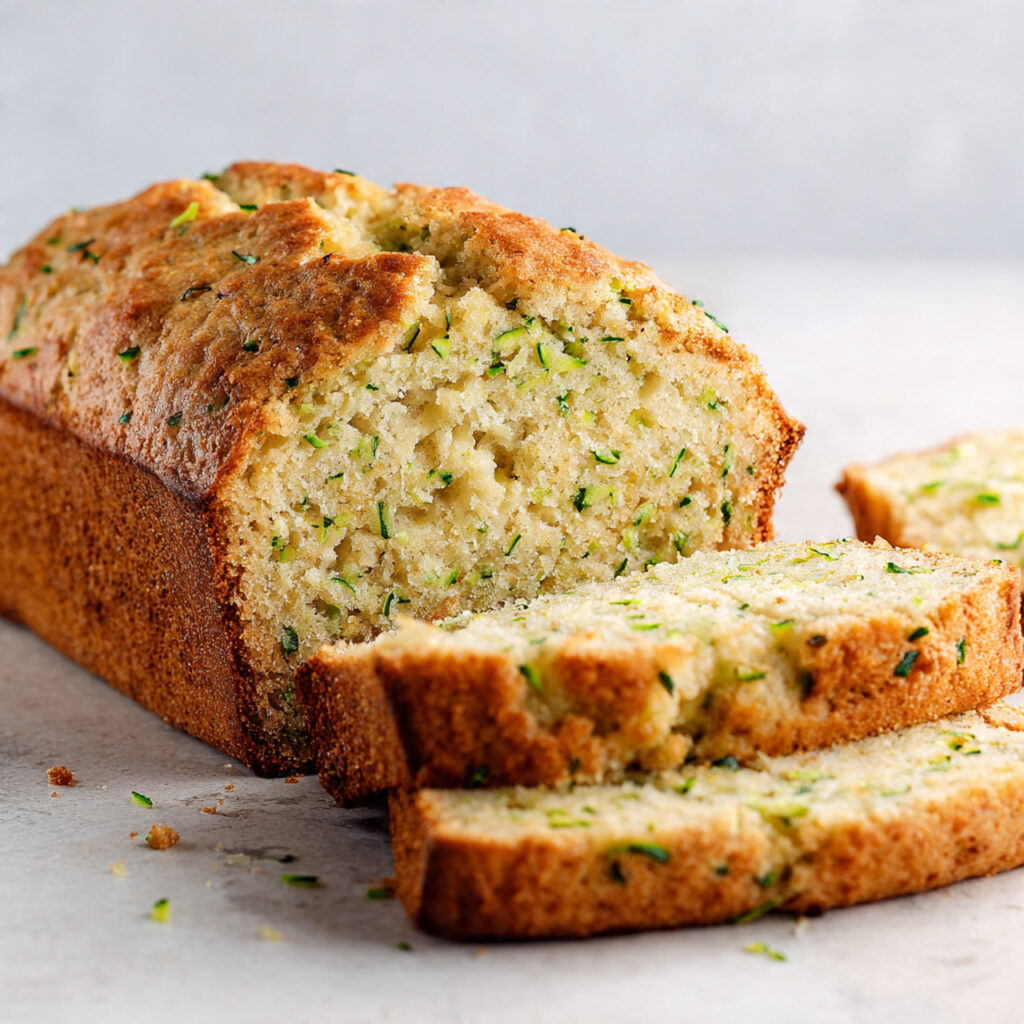 Zucchini Bread Recipe 4 a freshly baked zucchini bread loaf served as the