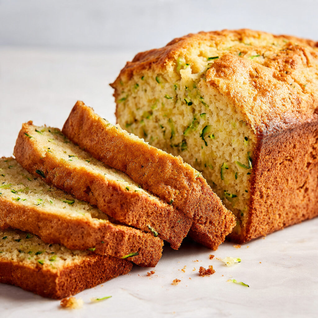 Zucchini Bread Recipe 3 a freshly baked zucchini bread loaf served as the 2